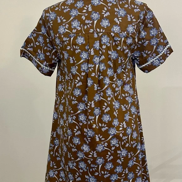 Floral Brown and Blue Dress - Picture 3 of 3